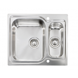 Ανοξείδωτος Νεροχύτης 58×50 με 1 Γούρνα και 1 Βοηθητική  Sanitec Matico 11642 2VD - 2VS  Inox Σατινέ